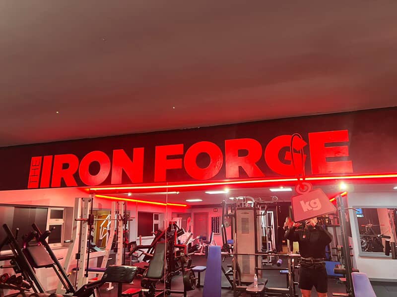 An image of the Iron Forge channel letters.